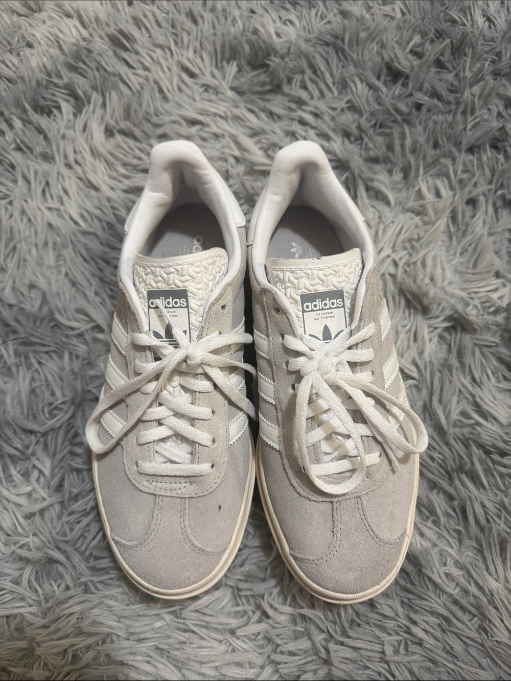 Adidas Light Gray Platform Gazelle Sneakers